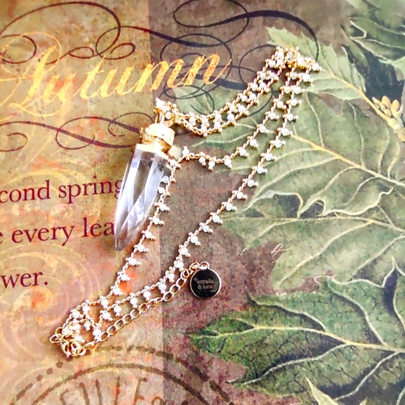 Boho Clear Crystal 22KGP Spike Necklace - Picture 11 of 15